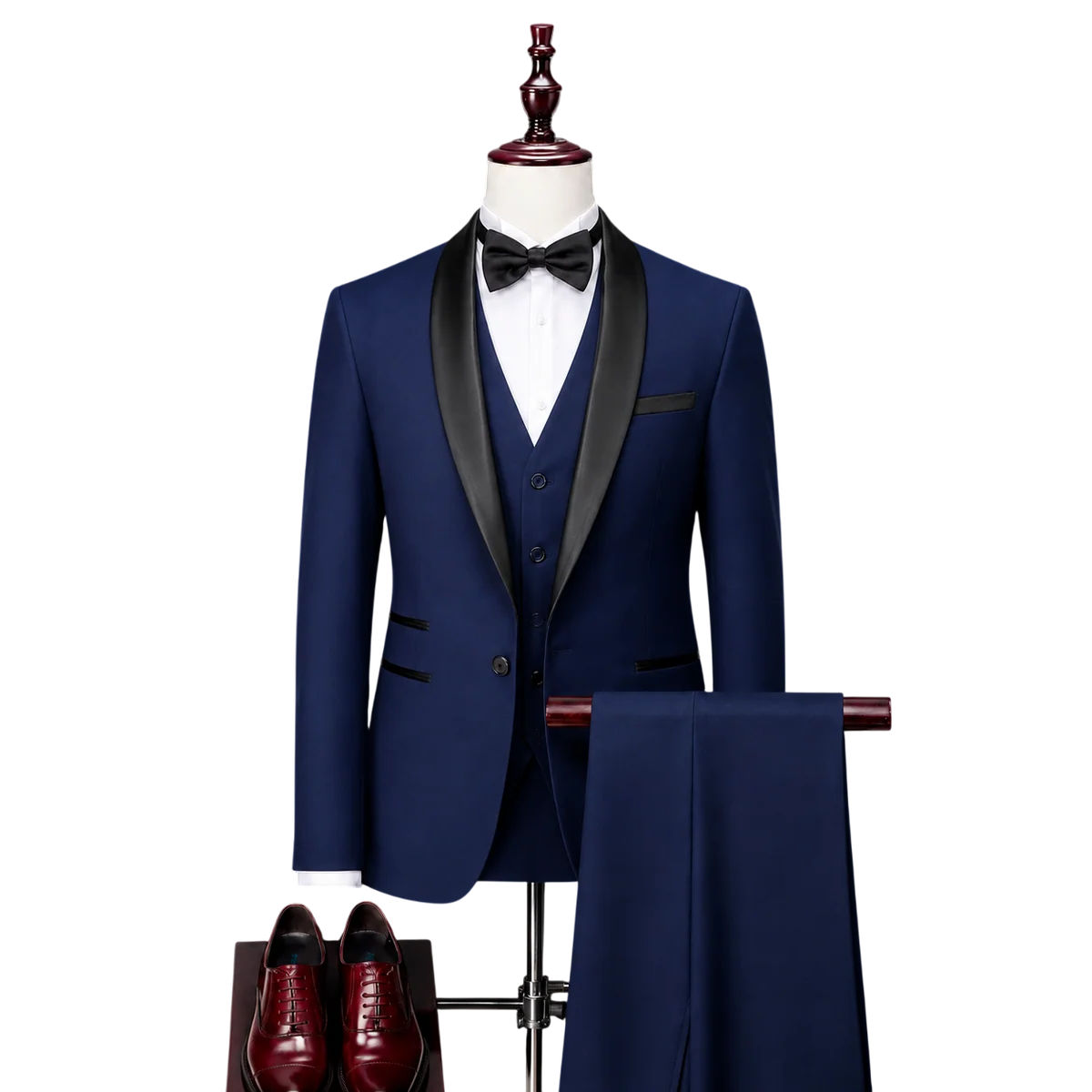 Arthur Navy Blue Three-Piece Tuxedo Suit